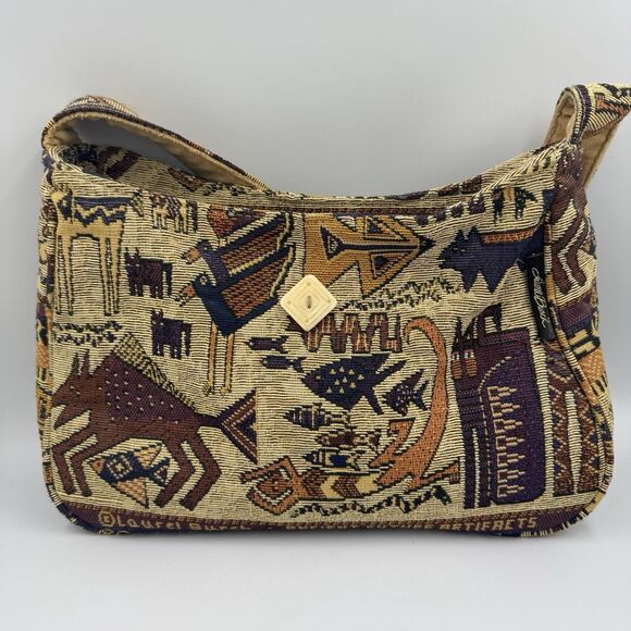 Laurel Burch Tapestry Handbag Purse Ancient Future Artifacts Vintage - Picture 1 of 8